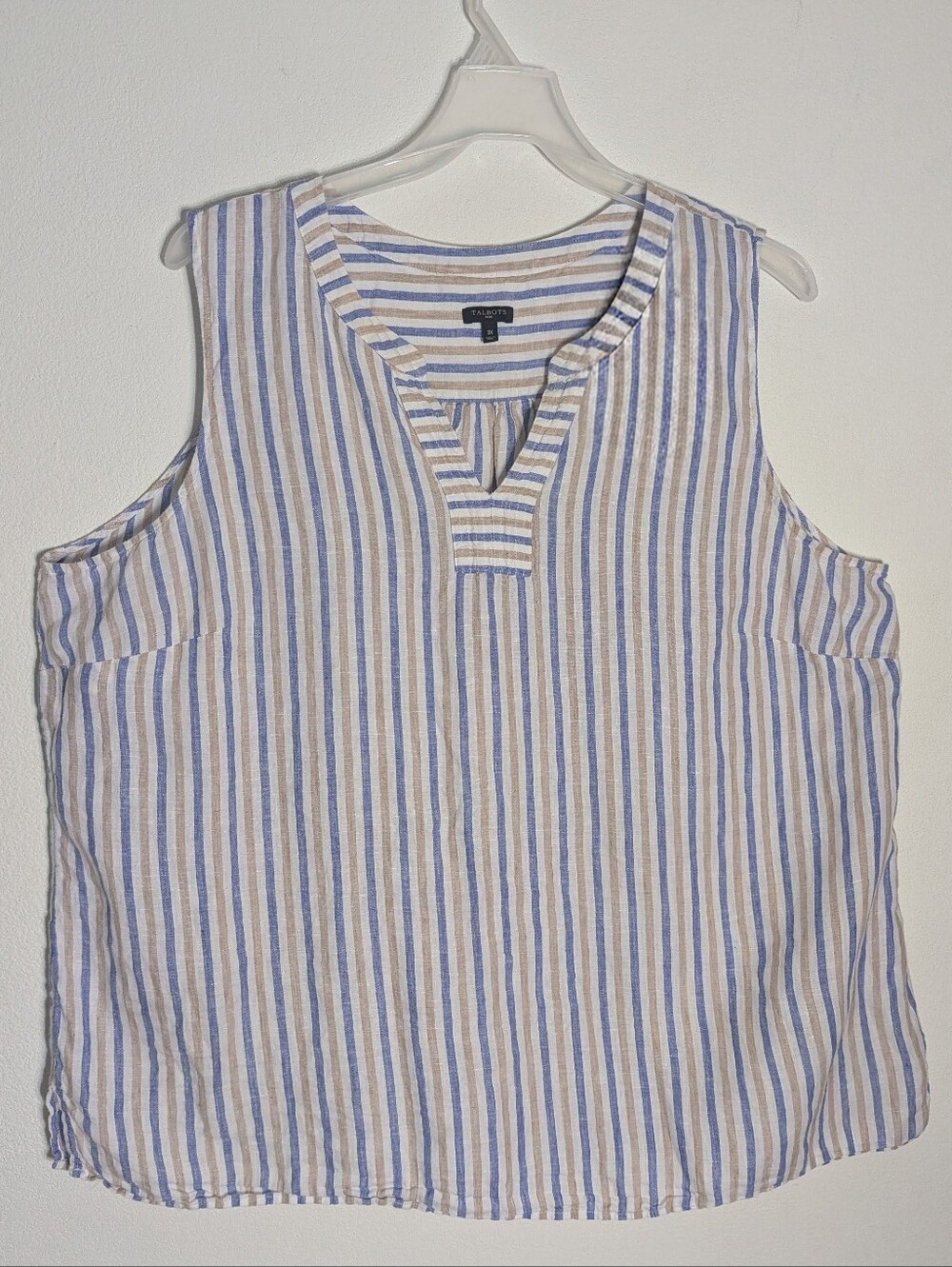 Talbots Womens Shirt 100% Linen Sleeveless Blouse Old Money Quiet Luxury Plus 3X